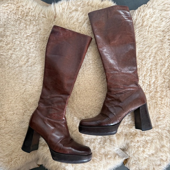 Miu Miu Shoes - Miu Miu Dark Brown Heeled Boots